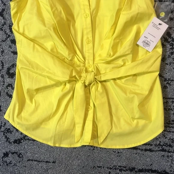 Nine West Bright Yellow Sleeveless Blouse | size small - Picture 4 of 6